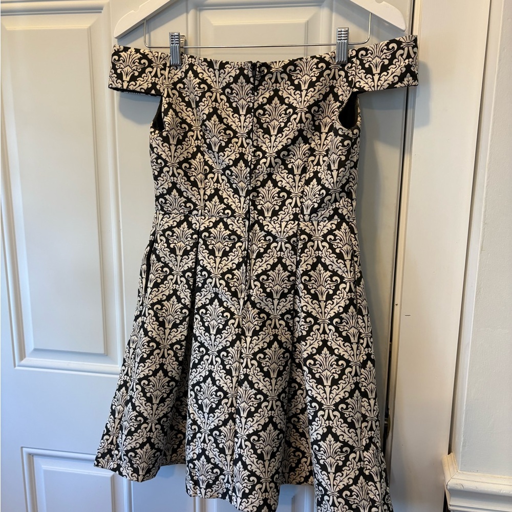 Elegant Black and White Off-Shoulder Dress